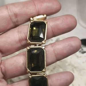 Lia Sophia olive colored gemstone necklace